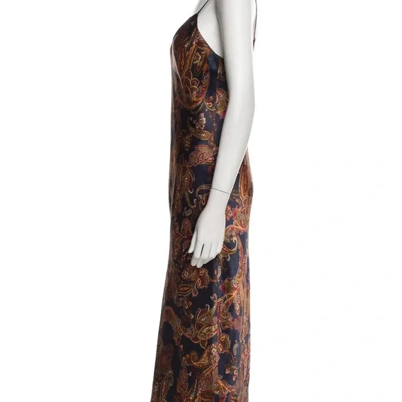 L'Agence Navy Paisley Silk Satin Slip 'Jodie' Dress sz 2